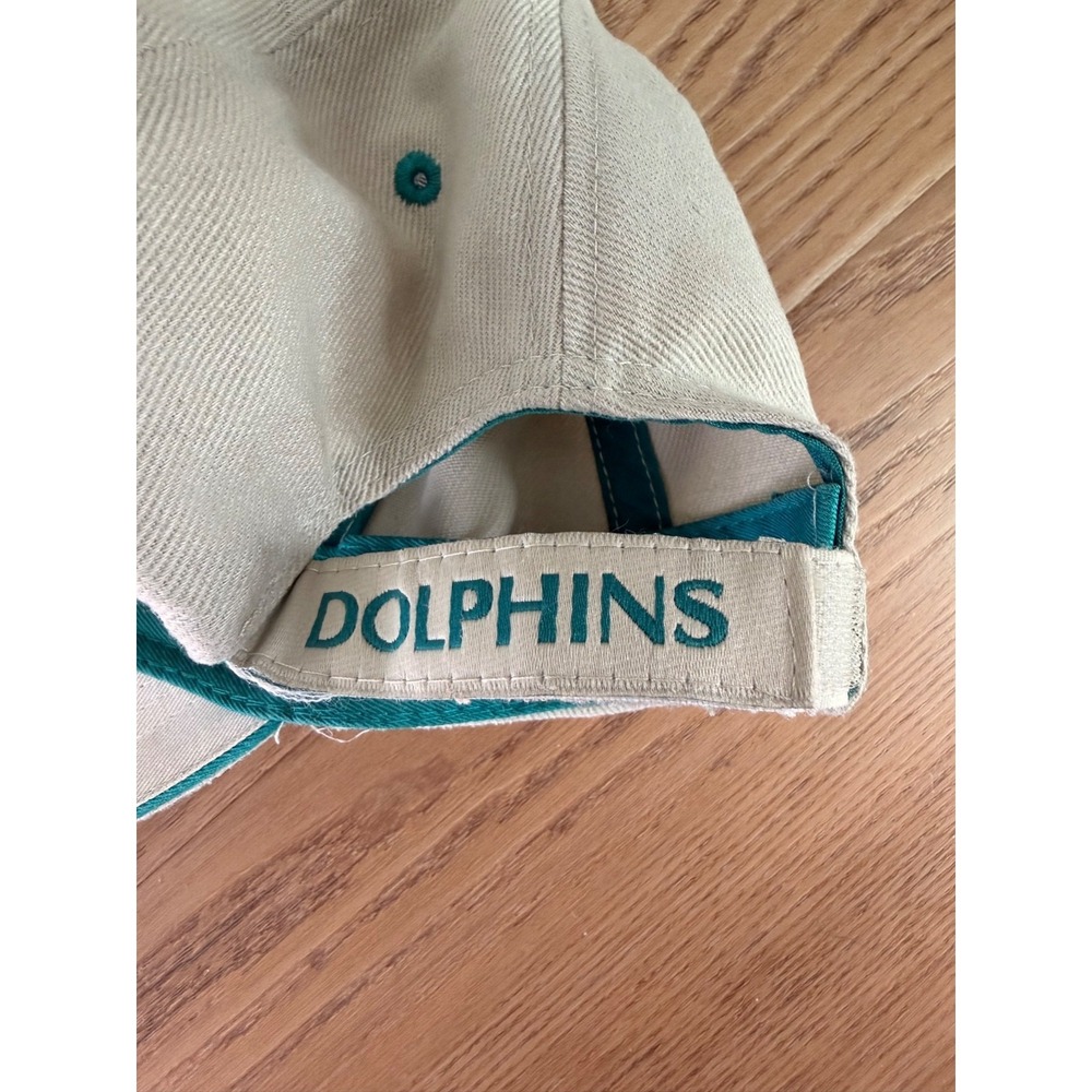 Miami Dolphins 90's Genuine NFL Hat Adjustable Strap Vintage Cap Tan Dad Hat - Picture 5 of 5